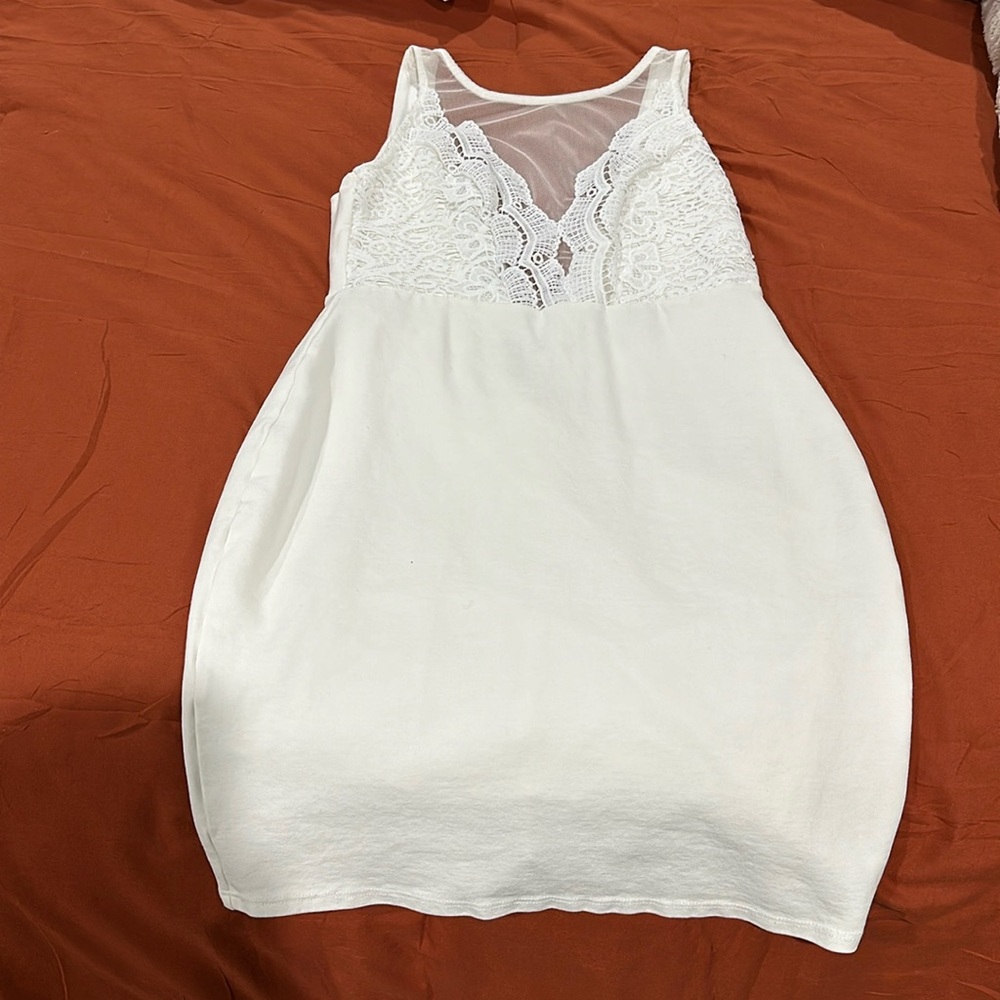 White cocktail dress; wore for my bachelorette - Lulus S